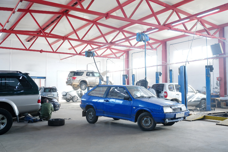 Interior of a car repair stationのeditorial素材
