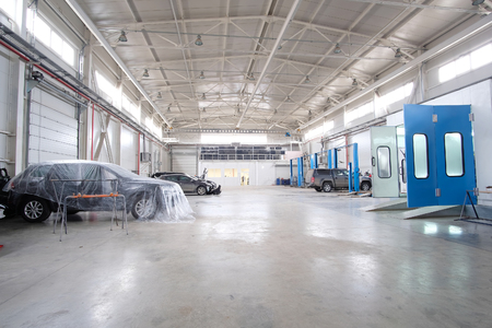 Stupino, Moscow region, Russia - April, 4, 2017: Cars in a car repair station in Stupino, Russiaのeditorial素材