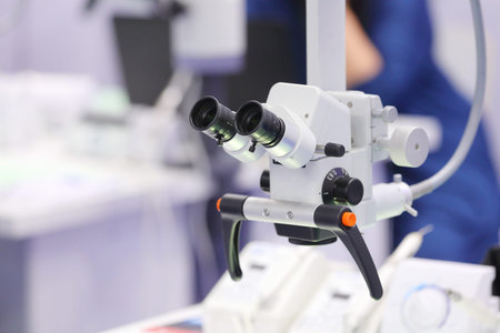 Professional microscope close upの写真素材