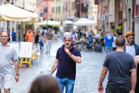 FERRARA, ITALY - June, 3, 2017: crowd in a center of Ferrara, Italyの写真素材