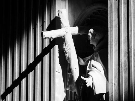 Rome, Vatican, Italy - July, 2, 2017: sculpture in the dark part of St. Peter's Cathedral in...