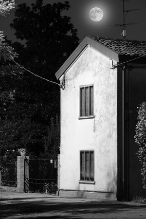 Venice, Italy, June, 9, 2017: night landscape with the image of channel in Rovigo, Italyのeditorial素材