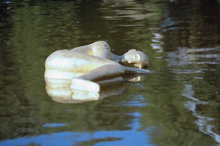Florence, Italy - June, 5, 2017: Swimming sculptur in the fontane in the Pitti palace garden in Florence, Italyのeditorial素材