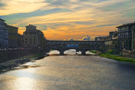 Florence, Italy - June, 5, 2017: embankment of Arno river in Florence, Italyのeditorial素材