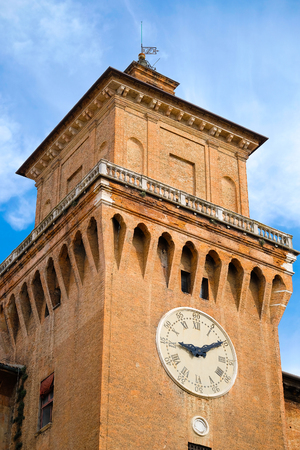 Ferrara, Italy - June, 30, 2017: tower of castle Estense in Ferrara, Italyのeditorial素材