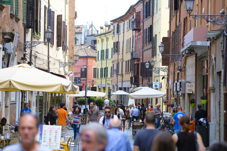 FERRARA, ITALY - June, 3, 2017: crowd in a center of Ferrara, Italyのeditorial素材