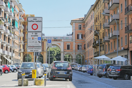 Bologna, Italy - May, 28, 2017: car parking in Bologna, Italyのeditorial素材