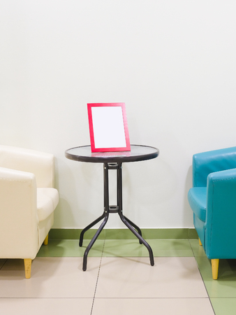 Table and chair in a visitor roomの写真素材