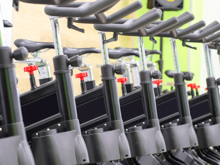 Bicycles in a fitness hall