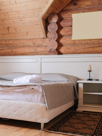 Interior of a hotel bedroomの写真素材