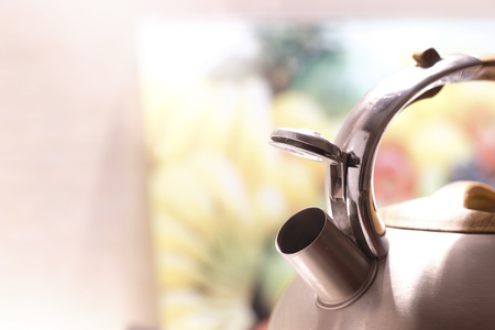 Metallic kettle close upの写真素材