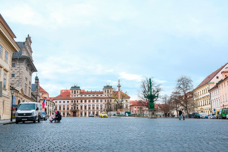 Prague, Czechia - November, 23, 2017: street in a center of Pragueのeditorial素材