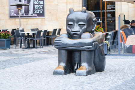 Prague, Czechia - November, 20, 2017: monument on the Old Town Square in the center of Prague, Czechiaのeditorial素材