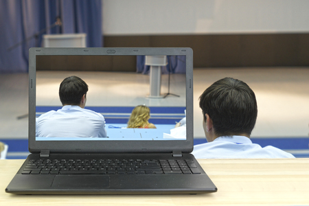 Conference on a computer displayの写真素材