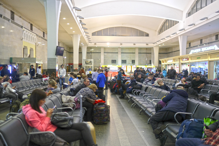 Moscow, Russia - waiting room in Jaroslavl train station in Moscowのeditorial素材