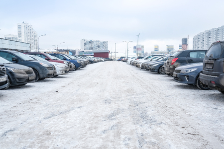 Moscow, Russia - January, 16, 2017: cars on a parking in Moscowのeditorial素材