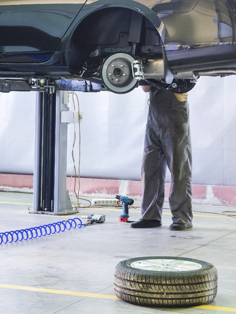 Car in a car repair stationの写真素材