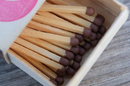 Matches in a box close up