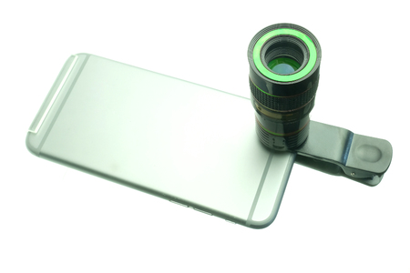 the camera on a clothespeg for the mobile phoneの写真素材