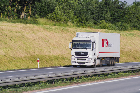 Poland - May, 31, 2018: truck on a highway in Polandのeditorial素材