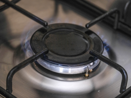 Fire of a gas stove close upの写真素材