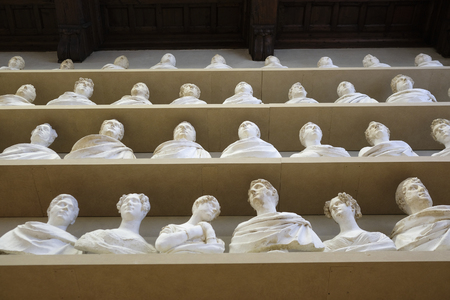 Florence, Italy - June, 3, 2018: portrait sculptures in a museum of Florence Academy of fine arts (Accademia di belle arti di Firenze)のeditorial素材