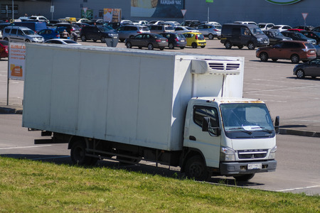 Moscow region, Russia - May, 21, 2018: truck on a parking in Moscow regionのeditorial素材