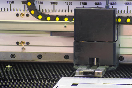 Industrial metalworking machine close up