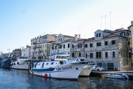 Sutomore, Italy - June, 30, 2018: boats near an embankment in Sutomore, Italyのeditorial素材