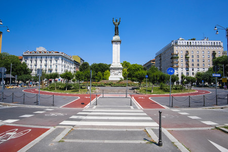 Milan, Italy - June, 17, 2018: monument on a square in a center of Milanのeditorial素材