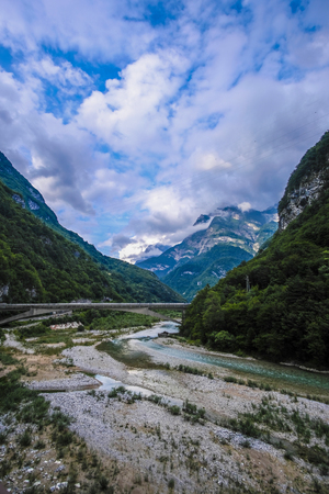 Alpine landscape with the image of Piave riverの写真素材