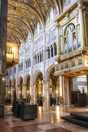 Parma, Italy - July, 9, 2018: interior of Parma Cathedral in Parma, Italyのeditorial素材