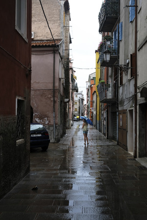 Sottomarina, Italy - July, 11, 2018: street of Sottomarina, Italyのeditorial素材