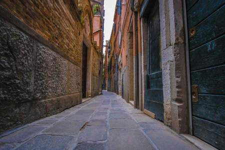 pedestrian street in a center of Venice, Italyの写真素材
