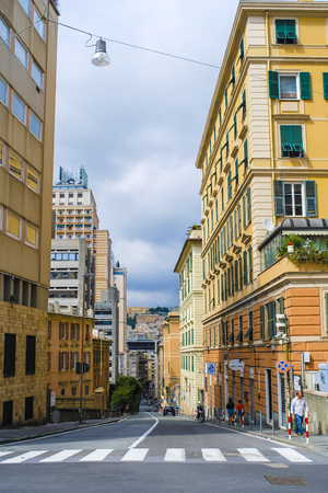 Genoa, Italy - June, 12, 2018: street in a center of Genoa, Italyのeditorial素材