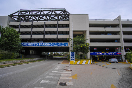 Venice, Italy - June, 28: car parking on the entrance of Veniceのeditorial素材