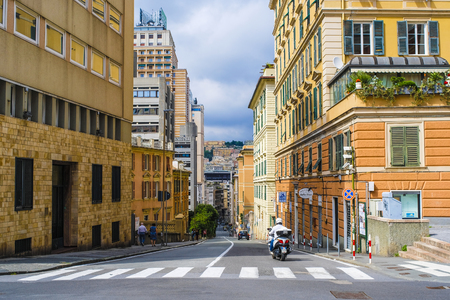 Genoa, Italy - June, 12, 2018: street in a center of Genoa, Italyのeditorial素材