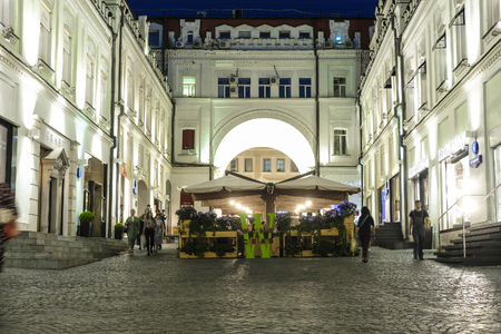 Moscow, Russia - September, 5, 2018: street in a center of Moscow at nightのeditorial素材