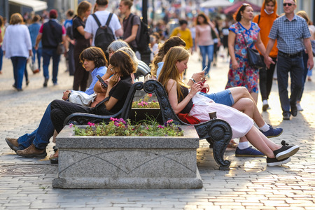 Moscow, Russia - September, 10, 2018: pedestrians on the Moscow street Kuznetsky mostのeditorial素材