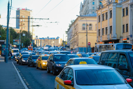 Moscow, Russia - September, 15, 2018: traffic on Moscow street