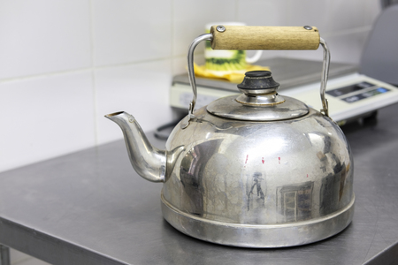 Moscow, Russia - September, 24, 2018: kettle in a kitchen in Moscow privet schoolの写真素材