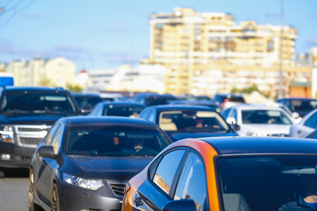 traffic jam in Moscow, Russiaの写真素材