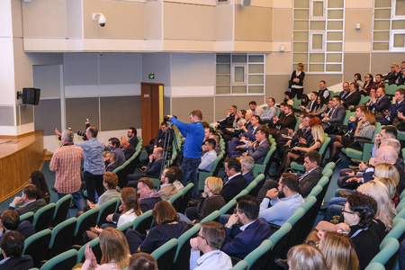 Moscow, Russia - April, 12, 2019: conference of Russian Car Dillers Association in Moscow, Russiaのeditorial素材
