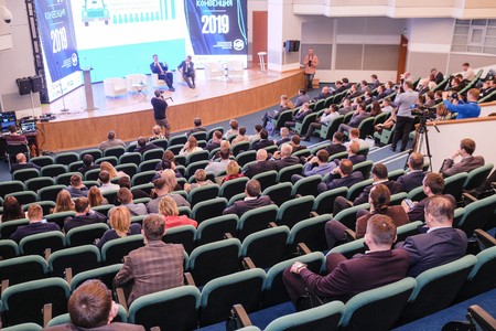 Moscow, Russia - April, 12, 2019: conference of Russian Car Dillers Association in Moscow, Russiaのeditorial素材