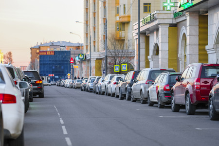 Moscow, Russia - April, 5, 2019: Moscow car's parkingのeditorial素材