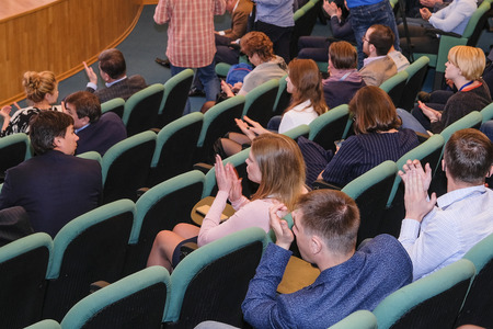 Moscow, Russia - April, 12, 2019: conference of Russian Car Dillers Association in Moscow, Russiaのeditorial素材