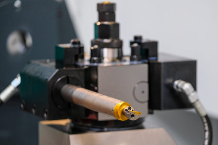 close up of part of metalworking machine