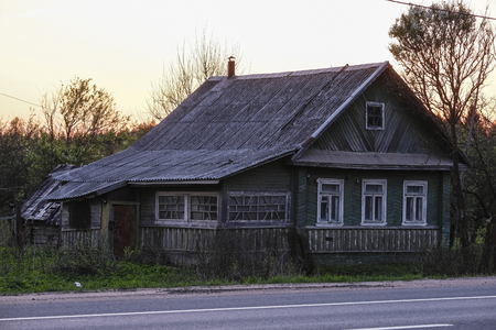 image of old country house near the roadのeditorial素材