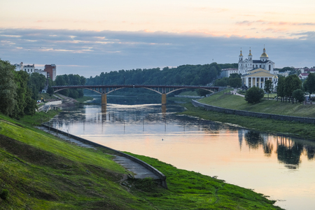 Image of the city of Vitebsk with the church at sunriseのeditorial素材