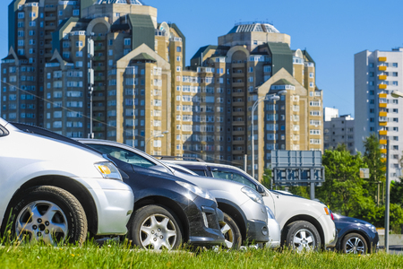 Moscow, Russia - May, 15, 2019: cars on a parking in Moscowのeditorial素材